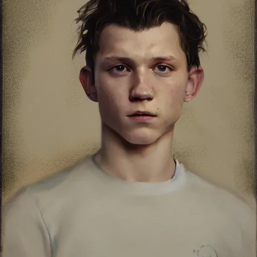 Prompt: tom holland by ruan jia, portrait