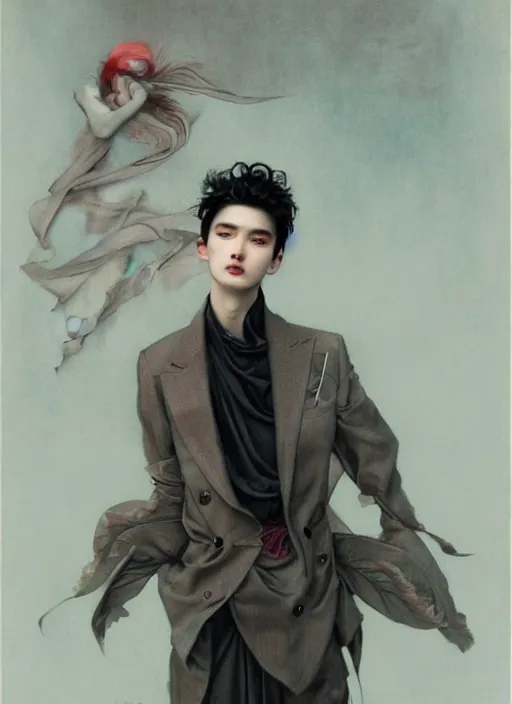 Image similar to cai xukun by james jean, manuel sanjulian, tom bagshaw