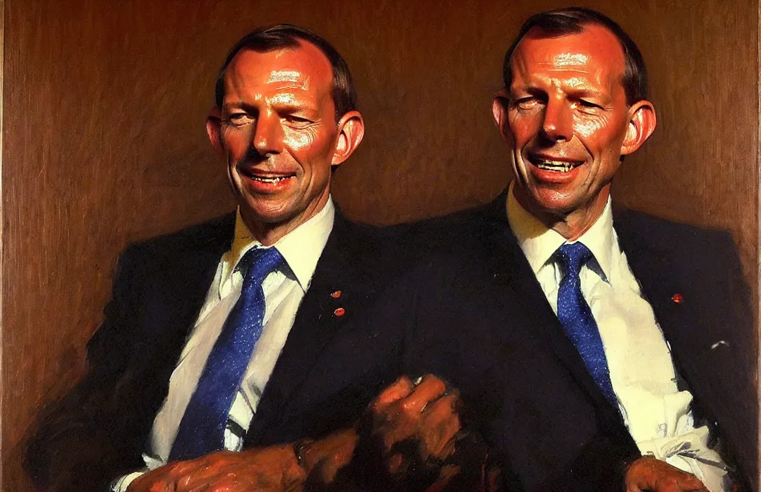 Image similar to portrait of tony abbott australian politician!!!!!!!!!!!!!!!!!!!!!!!!!!!, detailed face, detailed painting,, epic lighting, by ilya repin, phil hale and kent williams