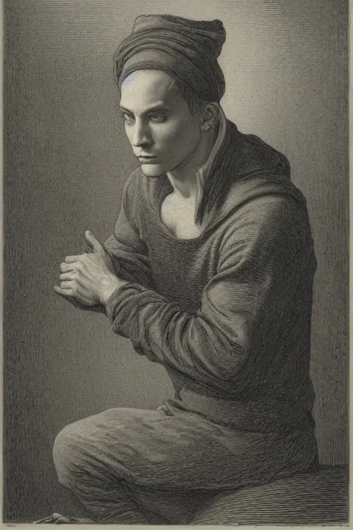 Image similar to portrait of eminem, Gustave Dore lithography