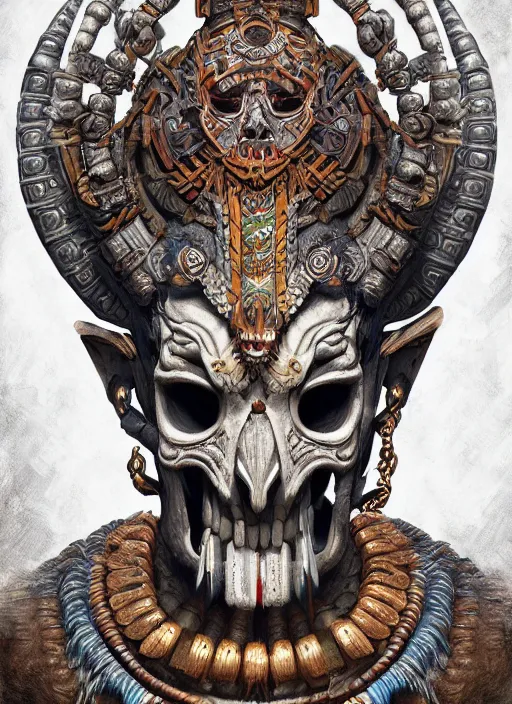 Image similar to digital _ painting _ of _ ah puch mayan god of death _ by _ filipe _ pagliuso _ and _ justin _ gerard _ symmetric _ fantasy _ highly _ detailed _ realistic _ intricate _ port