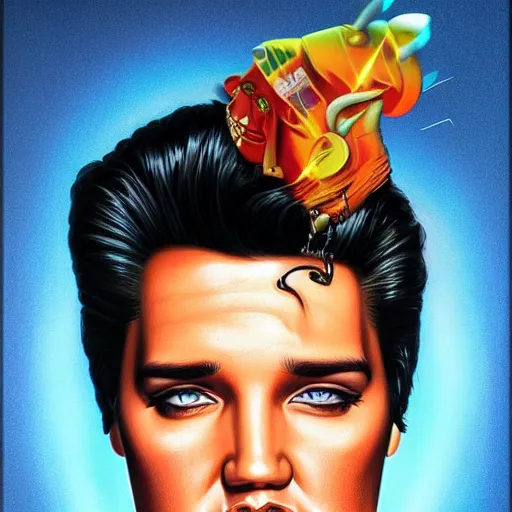 Image similar to elvis portrait, Pixar style, by Tristan Eaton Stanley Artgerm and Tom Bagshaw.