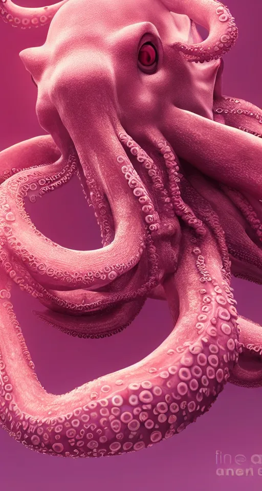 Image similar to A octopus centered-photograph of a pink elephant, film still, dynamic action pose, National Geographic, insane detail, intricate, highly detailed, Zeiss Lens, DSLR photography, smooth, sharp focus, Unreal Engine 5, Octane Render, Redshift, 8K