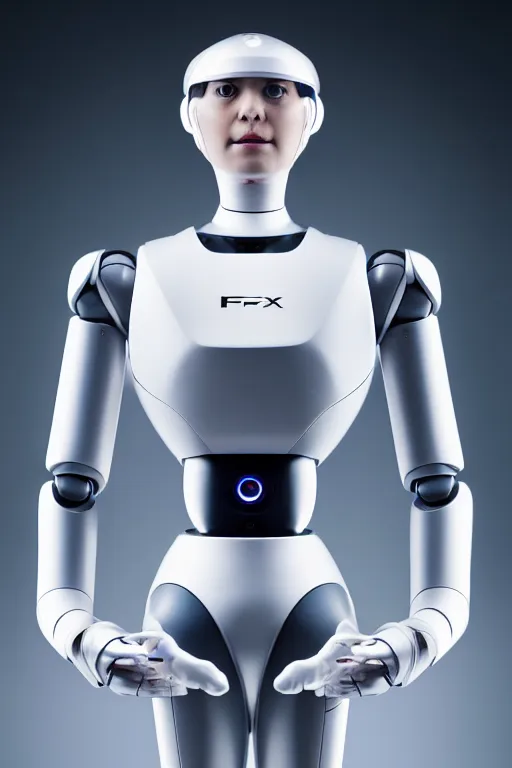 Image similar to futuristic humanoid personal robot designed by porsche, xf iq 4, 1 5 0 mp, 5 0 mm, f / 1. 4, iso 2 0 0, 1 / 1 6 0 s, natural light, octane render, adobe lightroom, rule of thirds, symmetrical balance, depth layering, polarizing filter, sense of depth, ai enhanced