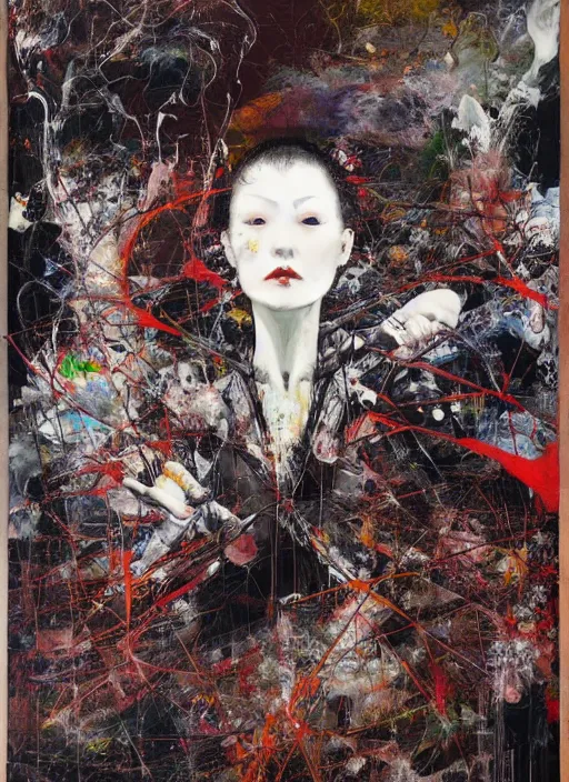 Image similar to entropy is the natural order of the universe i simply catalyze the process, a brutalist designed, gothic, rich deep colours, painted by francis bacon, adrian ghenie, james jean and petra cortright, part by gerhard richter, part by takato yamamoto. 8 k masterpiece