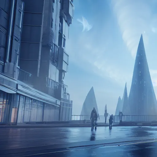 Prompt: ins a magical ethereal cloud city with people walking around, highly detailed, 4k, HDR, award-winning, octane render, trending on artstation, volumetric lighting