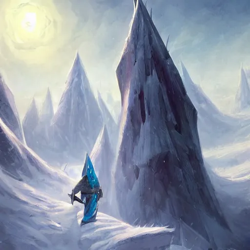 Prompt: cold portrait of pointy ice spikes rising from the ground, epic fantasy style, in the style of Greg Rutkowski, hearthstone artwork