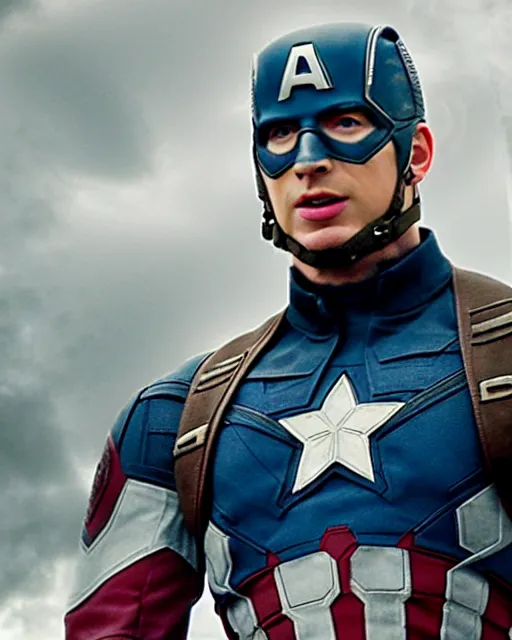 Prompt: original screen test of chris evans as captain america footage leaks from the movie captain america : the first avenger. photographic, photography