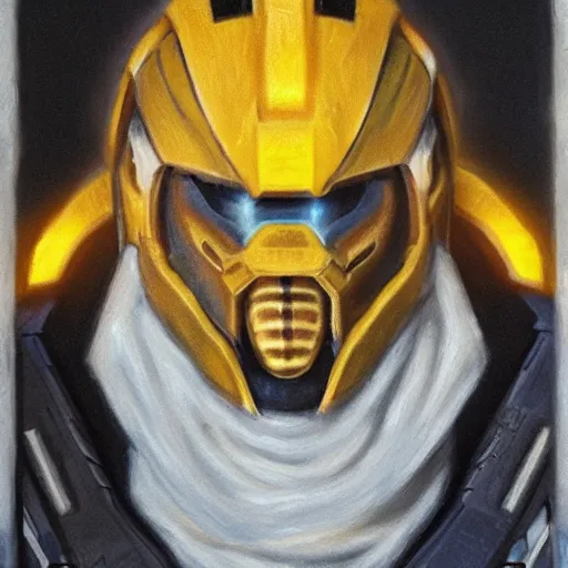 Prompt: a portrait of prophet of truth from halo as a bee, 8k, oil painting, realistic lighting