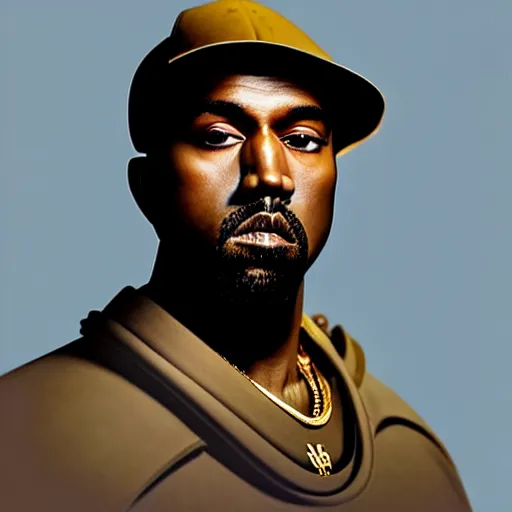 Image similar to Greg Manchess portrait painting of Kanye West mage as Overwatch character, wacky, medium shot, asymmetrical, profile picture, Organic Painting, sunny day, Matte Painting, bold shapes, hard edges, street art, trending on artstation, by Huang Guangjian and Gil Elvgren and Sachin Teng