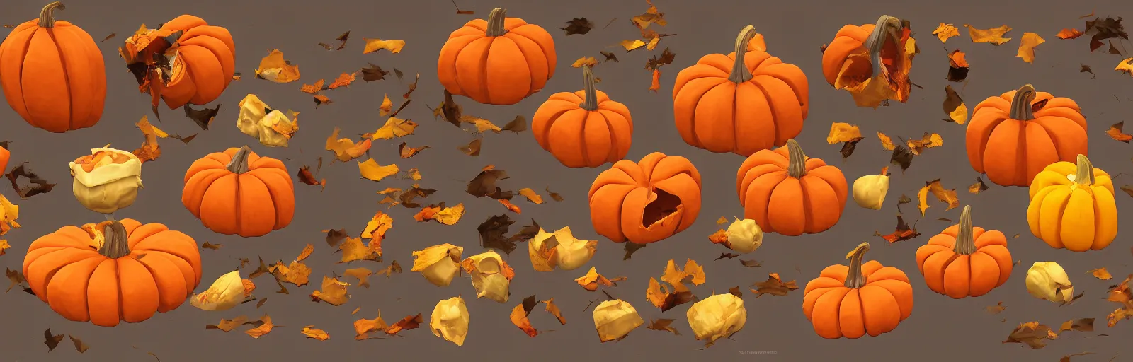 Image similar to prop smashed pumpkins items 2d pack trending on artstation