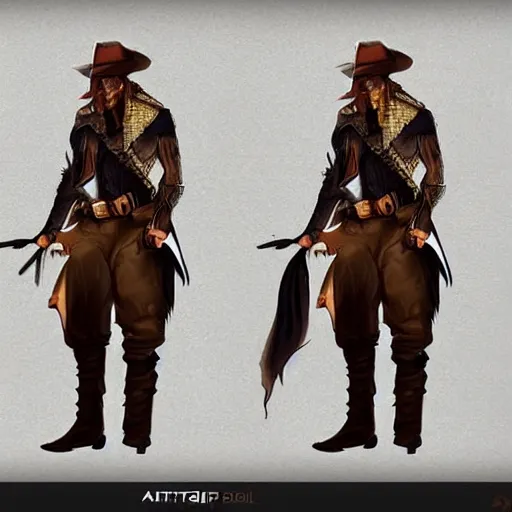 Image similar to full body concept art of a sheriff in the style of high fantasy Wild west art trending on artstation deviantart Pinterest detailed High Resolution HD 8k