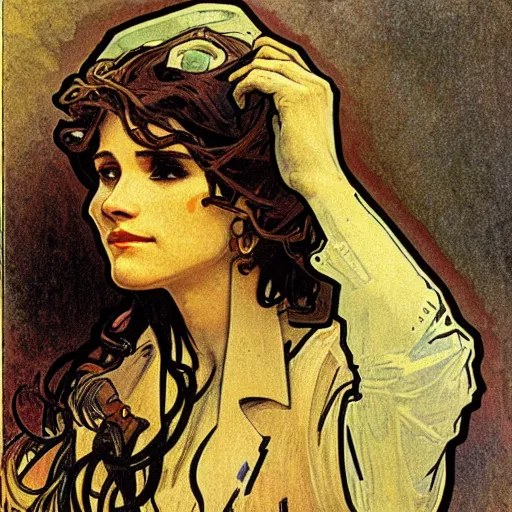 Prompt: portraits of cyborg soldiers, by Alphonse Mucha