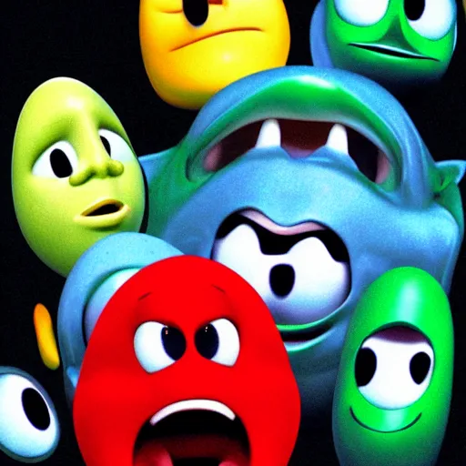 Prompt: an amorphous blob of screaming pixar faces