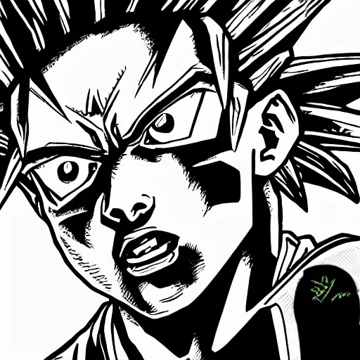 Prompt: denzel curry drawn in the style of dragon ball z, highly detailed, shading