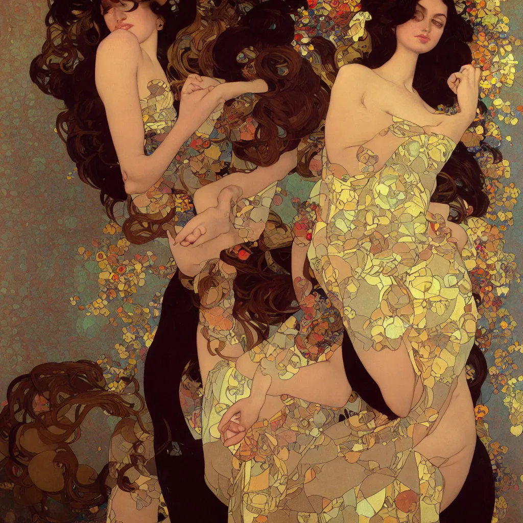 Image similar to modern woman | hyperrealistic | feminist | digital painting | trending on artstation | pinup portrait | clean | illustration | centred | one figure | dressed | unreal engine 5 | 8 k resolution | by greg rutkowski alphonse mucha gustav klimt and mel ramos