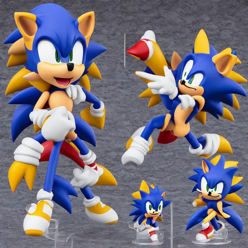 Image similar to nendroid figure of a singular sonic the hedgehog, high quality