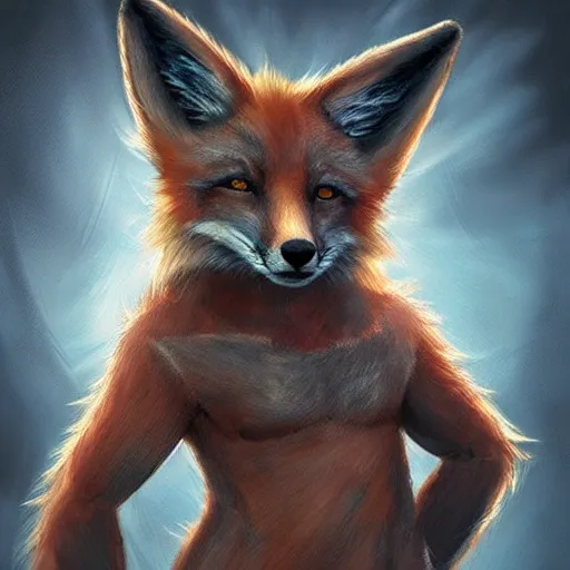 Image similar to A fox with a small head wearing a t-shirt and jeans, trending on FurAffinity, energetic, dynamic, digital art, highly detailed, FurAffinity, digital fantasy art, FurAffinity, favorite, character art, portrait