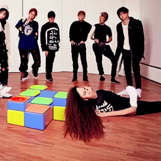 Prompt: cube twice on the floor