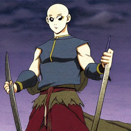 Image similar to still of Aang from Last Airbender in Berserk in manga panel by Kentaro Miura