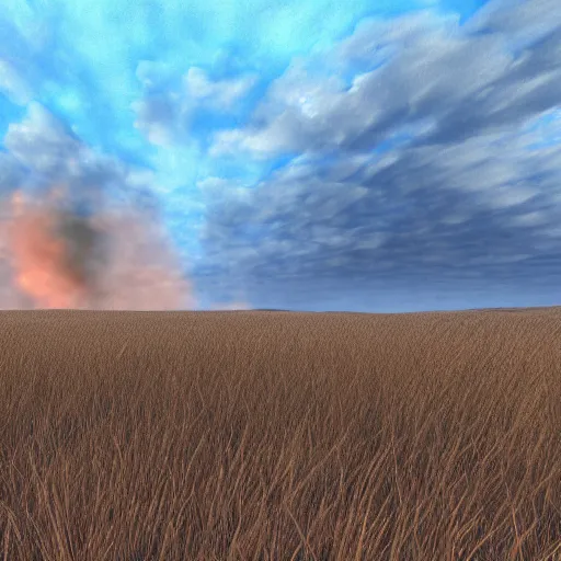 Prompt: source engine skybox of a burning steppe, highly detailed render