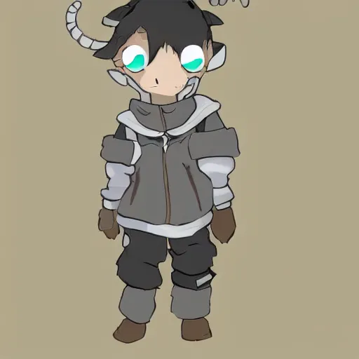 Image similar to little boy wearing sheep suit. white, gray, blue, green and brown pallet color. made in abyss art style, inspired in kris from deltarrune, cute detailed artwork, anatomically perfect