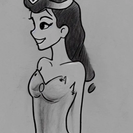 Image similar to milt kahl sketch of victoria justice with kim kardashian body as princess daisy from super mario bros