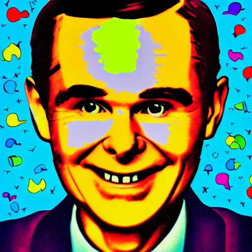 Image similar to rainbow smiling happy alan turing. pop art.