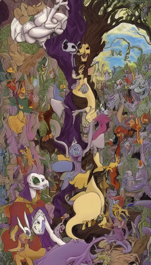 Image similar to life and death mixing together, by don bluth