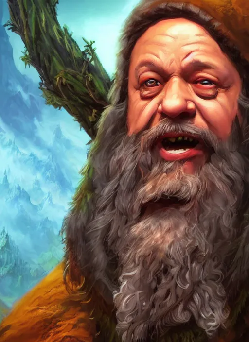 Prompt: A fantasy comic book style portrait painting of rob schneider as a dwarf druid, unreal 5, DAZ, hyperrealistic, octane render, RPG portrait, dynamic lighting