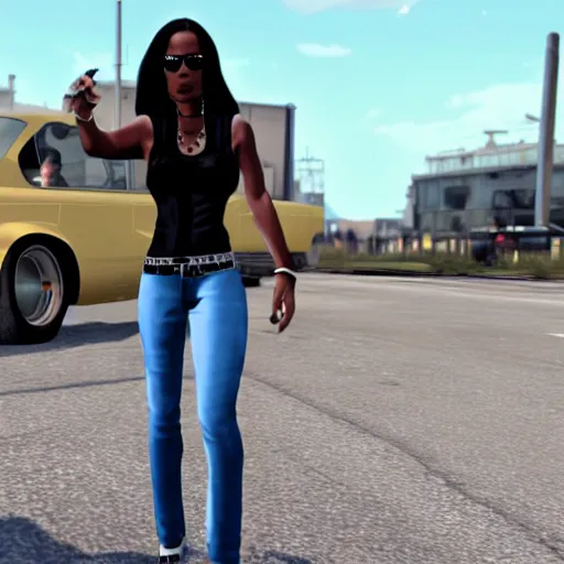 Prompt: aaliyah haughton in gta style