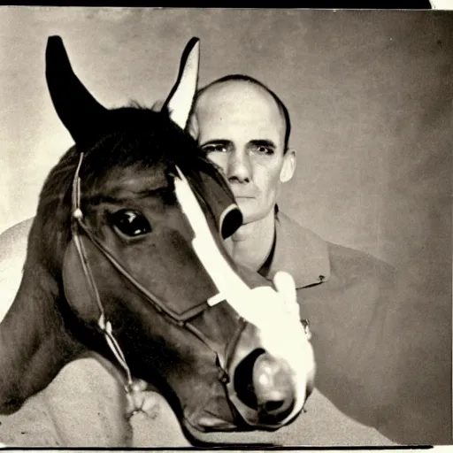 Image similar to inmate with horse head