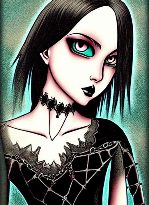 Prompt: ( ( gothic # ) ) princess portrait *. *. by battle angel alita * *, highly detailded