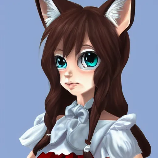 Image similar to a fox fursona wearing a maid outfit, highly detailed, digital art, trending on artstation, furry art