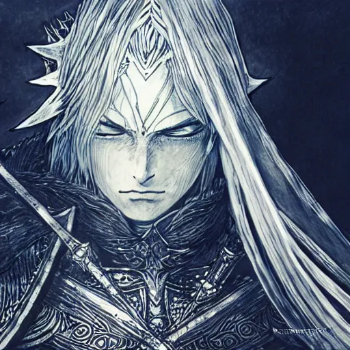 Prompt: The Nameless King, detailed illustration by Yoshitaka Amano