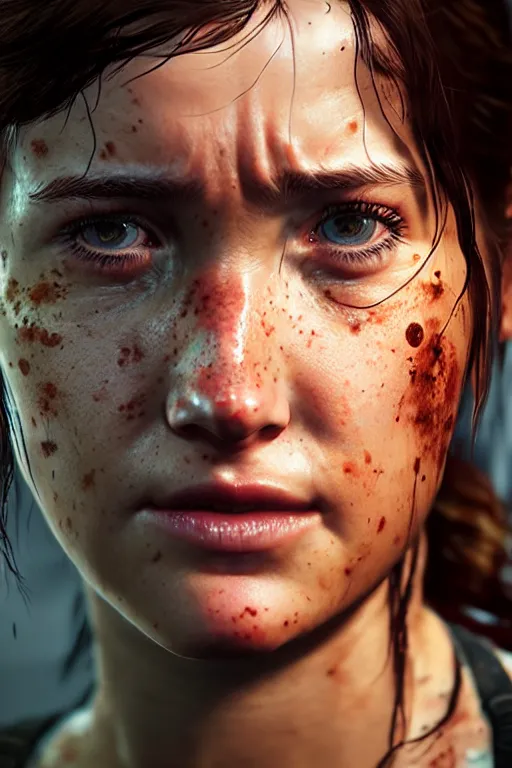 Prompt: ultra realistic facial portrait of ellie from the last of us part 2, digital art, character portrait, highly detailed, trending on artstation, lens flare, atmosphere, hyper realistic, cinematic lightning, sharp focus, unreal engine 5, extreme details perfect face, pretty face, fine - face, illustration, 8 k, ultra texture