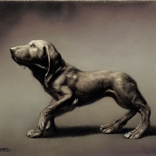 Image similar to a puppy, by giger and beksinski