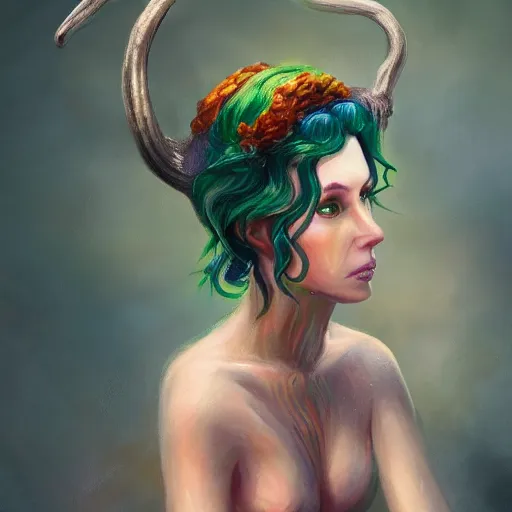 Prompt: A professionaly painted portrait of an archfey, 4k, painted by Rebecca Sugar, trending on artstation, tasteful, bokeh, hyperrealistic, highly detailed, good proportions