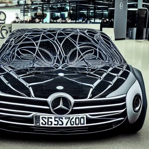 Image similar to A mercedes benz designed by Giger
