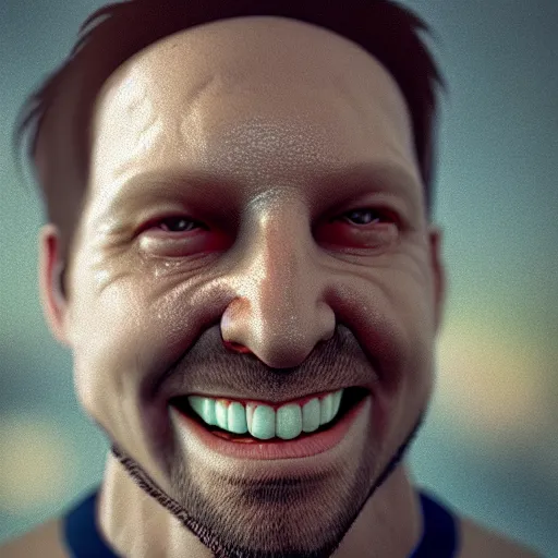 Prompt: Ron Desantis smiling, dreamlike, horror, intricate detail, 3d render, octane render, god rays, depth of field, trending on artstation, 4k, hd