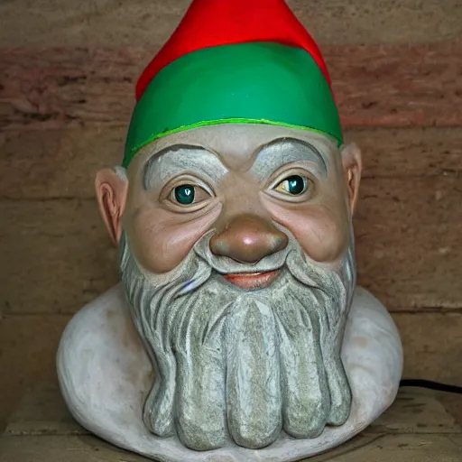 Image similar to magnificent sculpture of famous karelian bald gnome, well lighted, high detail photo