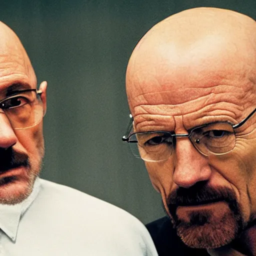 Image similar to Walter White and Mike Ehrmantraut kissing