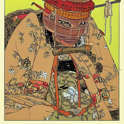 Image similar to the portrait of a samurai by geof darrow,