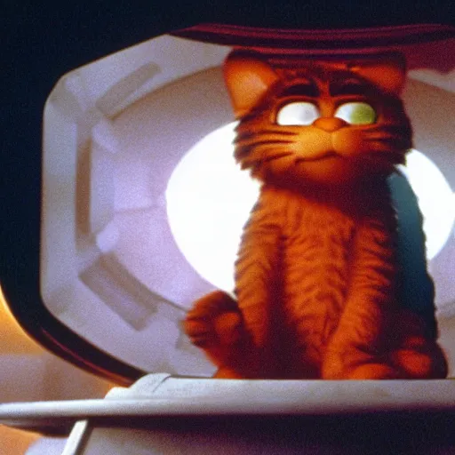 Prompt: A still of Garfield in 2001: A Space Odyssey