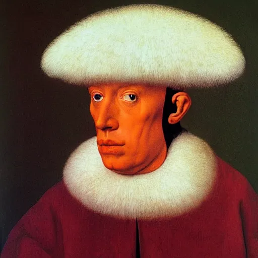 Prompt: portrait of a dramatic parot suffering, painting by Jan van Eyck, Audubon, Rene Magritte,