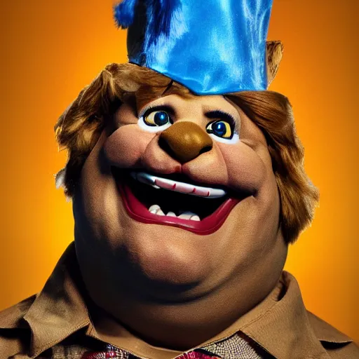 Image similar to snl chris farley as the cowardly lion of oz, studio poster photography, trending on artstation, featured on deviantart, award winning costume