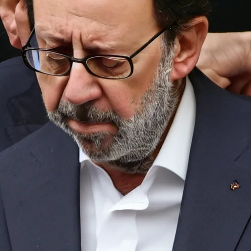 Prompt: of mariano rajoy snorting a line of cocaine