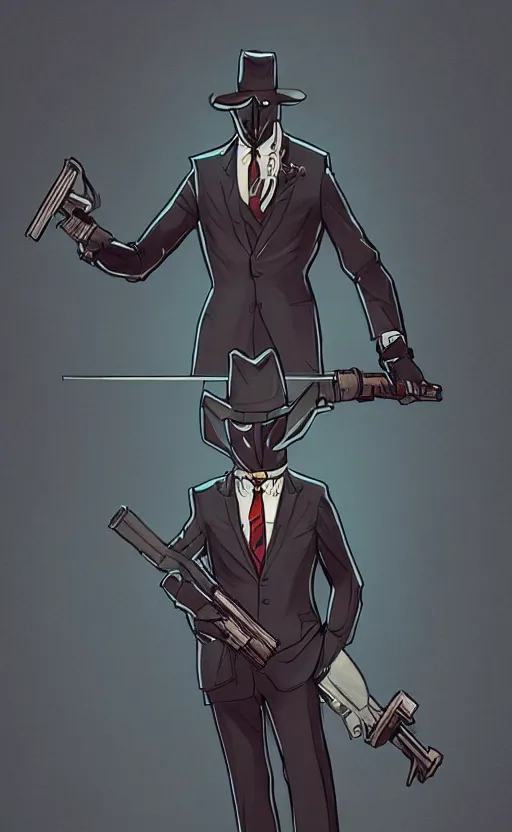 Image similar to rabbit as a hitman, suit and tie, with silenced gun, dynamic lighting, fantasy concept art, trending on art station, stunning visuals, creative, cinematic, ultra detailed, comic strip style