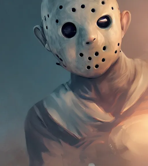 Prompt: beautiful little boy character inspired by jason voorhees and frankstein, art by rossdraws, wlop, ilya kuvshinov, artgem lau, sakimichan and makoto shinkai, concept art, anatomically correct, extremely coherent, realistic, smooth hd