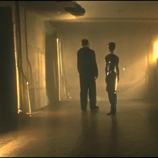 Image similar to the backrooms are empty,, still from the movie bladerunner